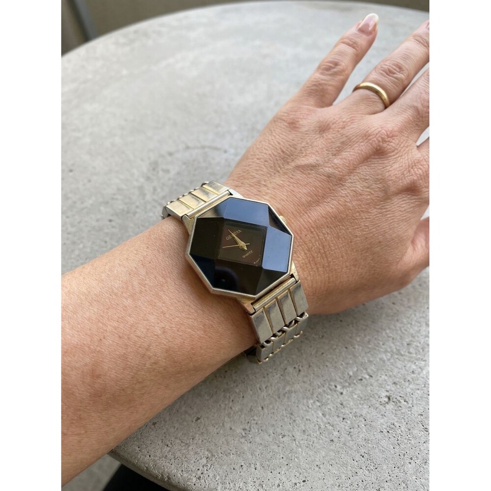 Vintage Geneva Women's Watch Octagon Faceted Crystal   Link Band